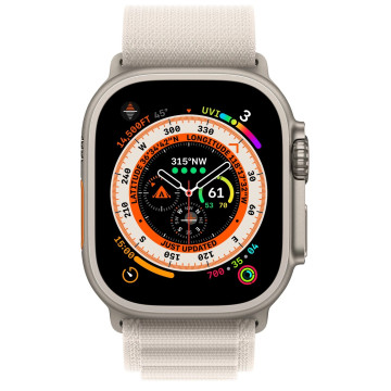 Смарт-годинник Apple Watch Ultra GPS + Cellular 49mm Titanium Case with Starlight Alpine Loop - Medium MQF03