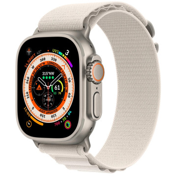 Смарт-годинник Apple Watch Ultra GPS + Cellular 49mm Titanium Case with Starlight Alpine Loop - Large MQF13