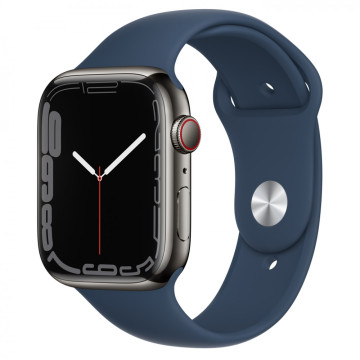 Смарт-годинник Apple Watch Series 7 GPS + Cellular 45mm Graphite Stainless Steel Case with Abyss Blue Sport Band (MKL23)