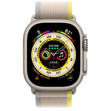 Смарт-годинник Apple Watch Ultra GPS + Cellular 49mm Titanium Case with Yellow/Beige Trail Loop - S/M MNHD3