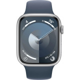 Смарт-годинник Apple Watch Series 9 GPS 41mm Silver Aluminum Case with Storm Blue Sport Band - S/M (MR903)