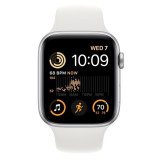 Смарт-годинник Apple Watch SE 2 GPS 44mm Silver Aluminium with White Sport Band S/M (MNTH3)