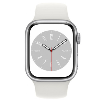 Смарт-годинник Apple Watch Series 8 GPS 45mm Silver Aluminium with White Sport Band S/M (MP6P3)