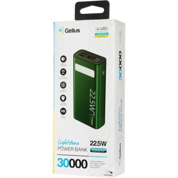 Повербанк Gelius Lightstone GP-PB300 30000mAh QC+PD (22.5W) Green