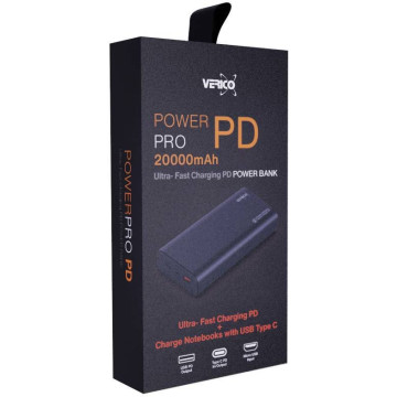 Зовнішній акумулятор (павербанк) VERICO Power Pro PD 20000mAh Black (50732)