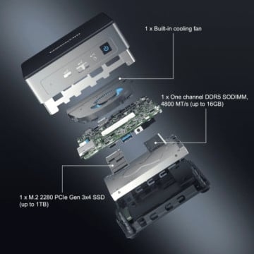 Комп'ютер GEEKOM Mini Air12 / N100, 16G, SSD 512G, WIN11 Pro (GMAir12N100-16512-EU)