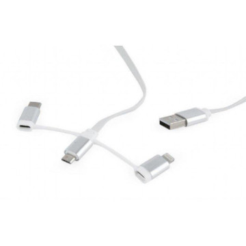 Дата кабель USB 2.0 AM to Lightning + Micro 5P + Type-C 1.0m Cablexpert (CC-USB2-AMLM32-1M-W)