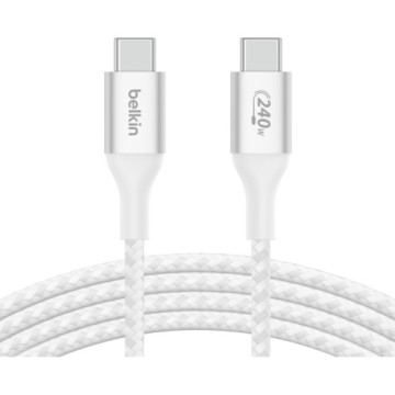 Дата кабель USB-C to USB-C 1.0m 240W white Belkin (CAB015BT1MWH)