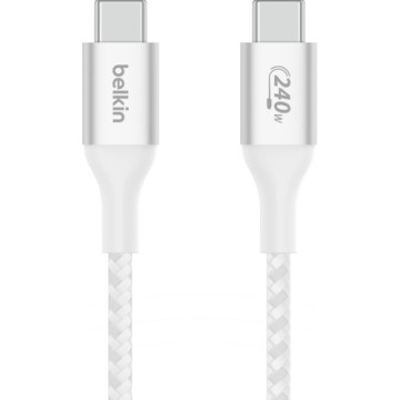 Дата кабель USB-C to USB-C 1.0m 240W white Belkin (CAB015BT1MWH)