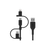 Дата кабель USB 2.0 AM to Lightning + Micro 5P + Type-C 1.0m black Belkin (CAC001BT1MBK)