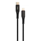 Дата кабель USB Type-C to Lightning 1.0m 3A 22W nylon braided black Vinga (VCPTCL3ANBK)