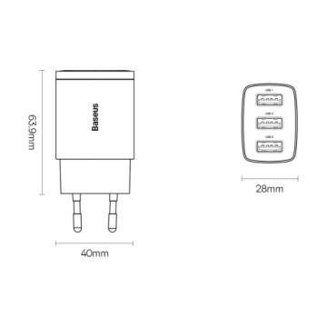 Зарядний пристрій Baseus Compact Charger 3U Black (CCXJ020101)