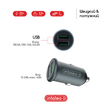 Зарядний пристрій Intaleo CCG482 (2USB4,8A) (1283126521553)