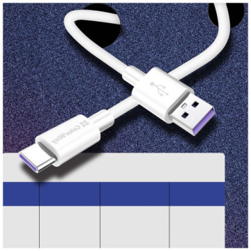 Дата кабель USB 2.0 AM to Type-C 1.0m 5A white ColorWay (CW-CBUC019-WH)